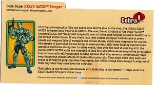 Hasbro G.I. Joe Spy Troops File Card: HEAVY WATER Cobra Radiological Trooper - Picture 1 of 1