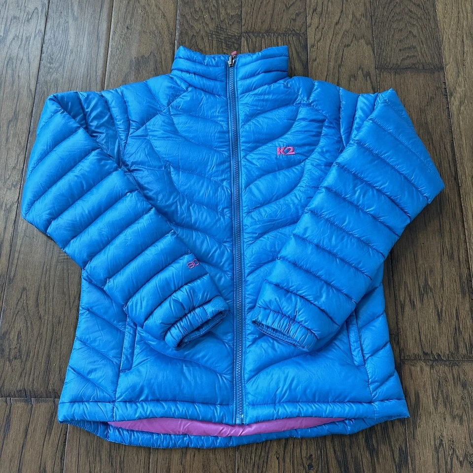 Chaqueta acolchada para mujer pequeña K2 95 Pertex Quantum cremallera azul plumón de ganso Foto 1 de 4