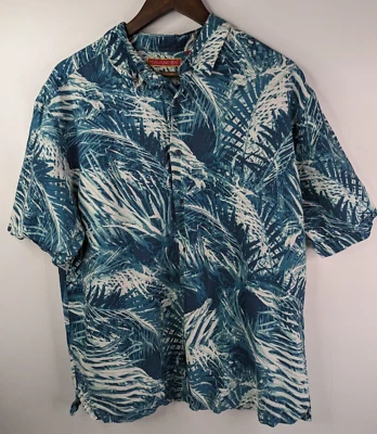 Camisa Havanera Aqua Tropical Hawaiana Mezcla de Lino Manga Corta Abotonada Para Hombres XL Foto 1 de 4
