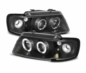 headlights for AUDI A3 8L 1996 1997 1998 1999 2000 angel eyes black LHD - Picture 1 of 1