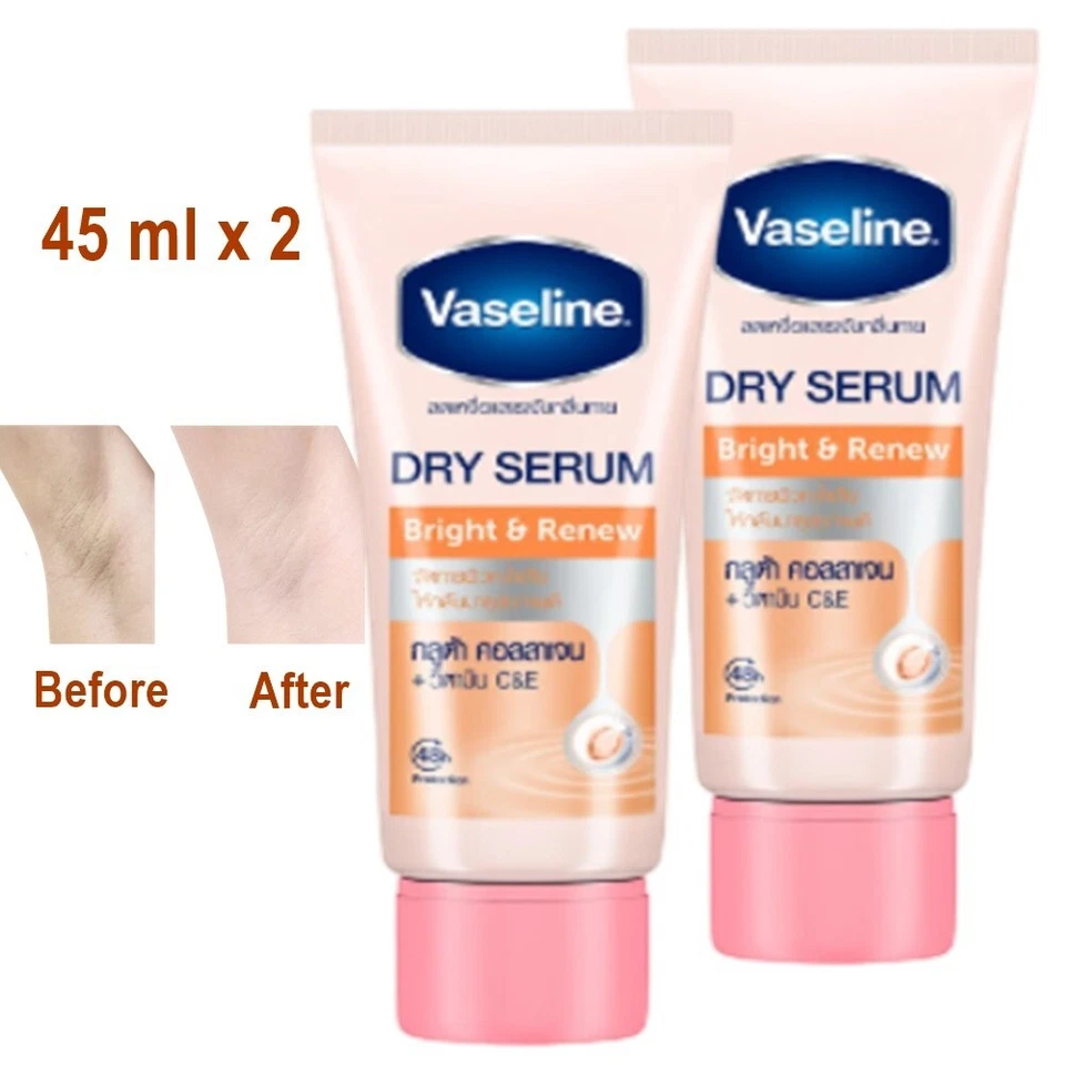 Vaseline Vitamins C & E Dry Serum Collagen Gluta Bright & Re48 hours 45ml ×3
