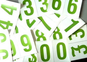 75mm 7.6cm Verde su Bianco Adesivo Numeri,Numerazione Adesivi,Plastica Etichette - Bild 1 von 14