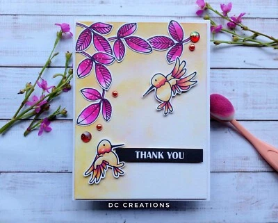 Stamping' UP! Handmade Thank You Card Stamped Greeting Card with Envelope NEW - Image 1 of 3