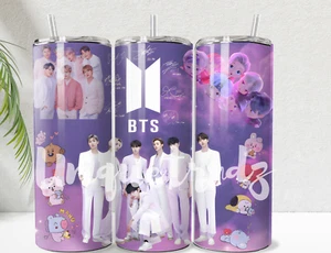 BTS Korean Band Straight 20oz Tumbler Insulated Stainless Steel - Picture 1 of 1