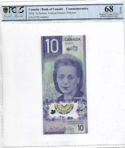 2018 CANADA $10 "Commemorative" PCGS68 OPQ Vertical format/Polymer@First Prefix  - Picture 1 of 2