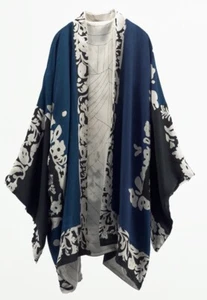 ZARA OPEN PRINTED REVERSIBLE KIMONO JACKET 2023 BLUE BLACK 9016/009 £109 - Picture 1 of 7
