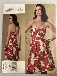 💜Vogue 1174 Cynthia Steffe American Designer Misses Strapless Dress 4-6-8-10 💜 - Picture 1 of 2