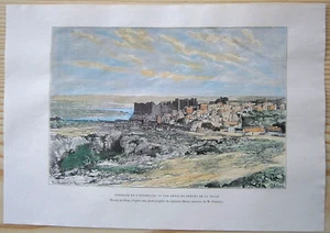 1884 Reclus print BIRECIK ON EUPHRATES RIVER, TURKEY, #35 - Picture 1 of 1