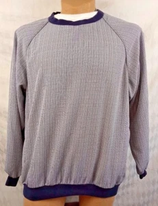 SLAZENGER GOLF PULLOVER LS SHIRT Plaid Checks Navy Grey Nylon Poly Rayon Mens XL - Foto 1 di 7