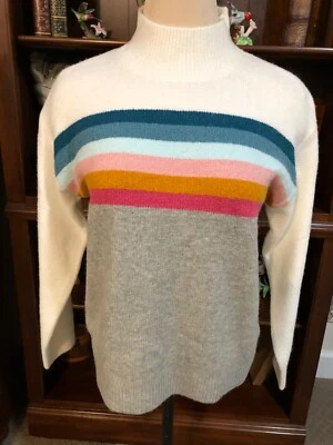 Brand New Oshkosh B'gosh Girls  Gray White Striped Colors Sweater Size 14 - Image 1 of 4