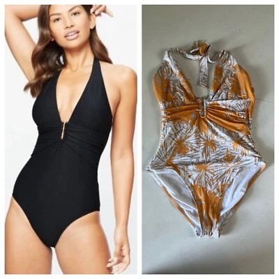 Traje de baño HEIDI KLEIN-Bar cuello halter playa verano piscina resort clásico preppy Foto 1 de 4