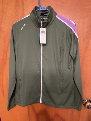 NWT RLX Ralph Lauren women’s SZ M Performance Full Zip Cardigan, Green MSRP $168 - Image 1 of 4