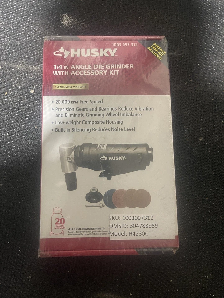 Husky 1/4 дюйма угловая шлифовальная машина с комплектом аксессуаров - черная б/у 1003 097 312 - Изображение 1 из 3