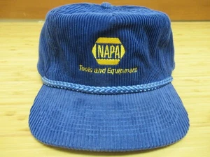 Vintage NAPA Auto Parts Blue Corduroy Trucker Strapback Hat Cap - Picture 1 of 10