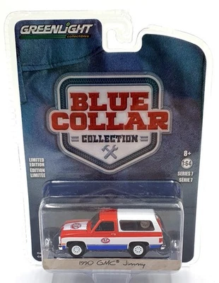 Greenlight 1/64 Scale 35160-D - 1990 GMC Jimmy Blue Collar - Blue/White/Red - Image 1 of 4