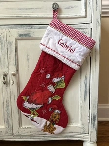 Pottery Barn Kids Dr. Seuss's Grinch Max Steppstrumpf Mono "Gabriel" LESEN - Bild 1 von 10