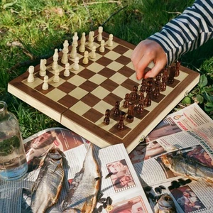 Juego de Ajedrez Piezas de Madera Juego de Mesa Clásico Accesorios Juguetes Interactivos - Imagen 1 de 12