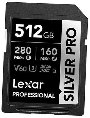  Professional SILVER PRO SD Card, UHS-II, C10, U3, 512GB Silver Pro (280 MB/s) - Image 1 of 4