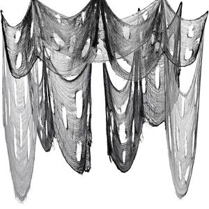  2PCS Haunted House Creepy Cloth Decoration Gauze Set for Halloween Decor (Black - Picture 1 of 12