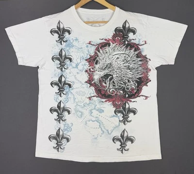 Vintage Y2K Konflic AOP White Shirt Streetwear Hype XL Tee Rare Eagle Art Rare - Image 1 of 4