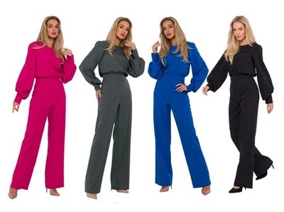 Made of Emotion Damen Overall mit langen Puffärmeln M754 eleganter Jumpsuit - Bild 1 von 2