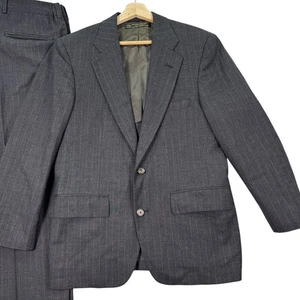 VTG Brooks Brothers 2 Piece Suit Jacket Men 38s Pants 30x25 Grey Pinstriped Wool - Picture 1 of 21