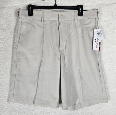 NEW Grand Slam Performance Mens Shorts Size 34 Beige, Expandable Waist - Image 1 of 4