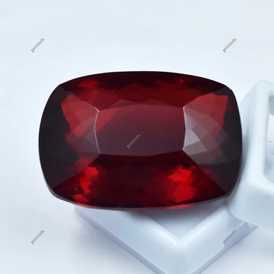 CERTIFIED Lab-Created Red Ruby Cushion Cut 94.5 Ct Loose Gemstone For Pendant - Image 1 of 4