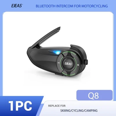 EJEAS Q8 Motorcycle Bluetooth Intercom Upgraded Mesh 6Rider Headset Interphone - Image 1 of 4
