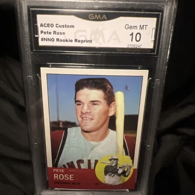 Tarjeta de novato Pete Rose reimpresión personalizada ACEO - GMA 10 gemas - Cincinnati Reds Foto 1 de 2