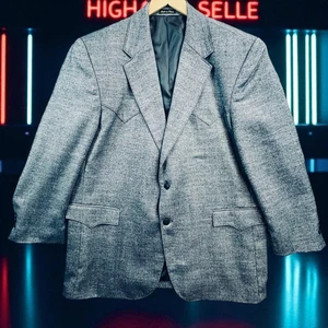 Circle S Western Blazer Herren Gr. 48 L Blau Gewebt Wolle Sport Mantel Einreiher - Bild 1 von 10
