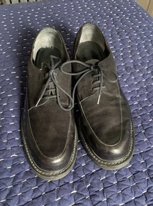 Vintage Robert Clergerie Oxford Loafers Black Leather Suede Shoes Lug Sole 8 - Picture 1 of 10