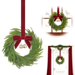 Christmas Wreath Pine Cone Door Decoration Artificial Gold Leaf Outdoor - Picture 1 of 14