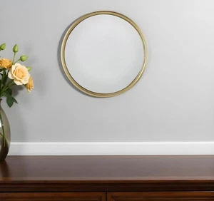 10" Gold Round Iron Textured Framed Accent Mirror - Picture 1 of 5