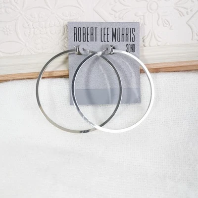 Pendientes de aro ROBERT LEE MORRIS tono plata pieza de joyería de moda Foto 1 de 2