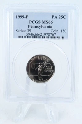 1999-P PCGS MS66 Pennsylvania State Quarter Business Strike 25C - Image 1 of 2