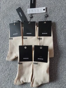 5 Pairs Bissini Cream Classic Cycling Socks Size Small-medium Bnwt - Picture 1 of 2
