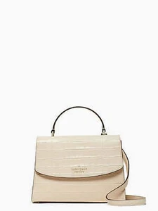 Borsa a tracolla Kate Spade Darcy Croco in pelle goffrata con manico superiore, beige - Foto 1 di 1