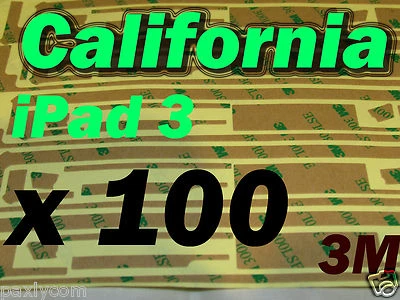 100 x Apple iPad 3 Adhesive Sticker Touch Screen Digitizer LCD Glass tapeM 3th G - Image 1 of 3