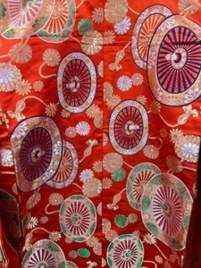 Japanese kimono colored uchikake furisode embroidery Woven Rental costume items - Picture 1 of 5