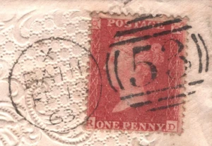 GB Bath Cover 1863 Fancy VALENTINE CARD & EMBOSSED ENVELOPE Somerset 1d Red MA1 - Picture 1 of 11