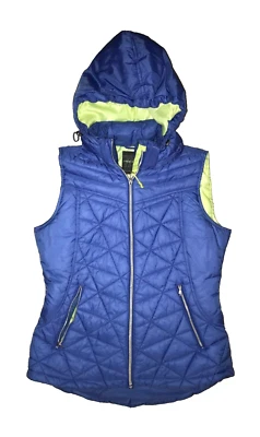 Chaleco acolchado Tek Gear para mujer azul cremallera completa extraíble capucha bolsillos con cremallera, S Foto 1 de 4