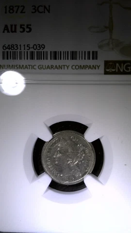 1872 Three Cent Nickel 3CN - NGC AU 55 Cover