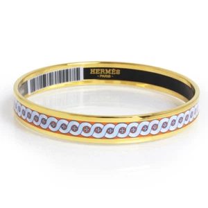 HERMES Brides de Cour enamel Bracelet Fan Bangle , Orange & Bleue - Picture 1 of 7