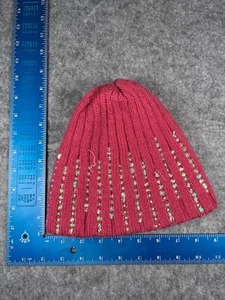Beanie Toque Youth Girls Pink Knit 100% Acrylic Glittery Sparkly Sequin - Picture 1 of 7