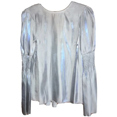 NUEVO CON ETIQUETAS, Preciosa Blusa Top Shop; Talla 4; Satén; Gris; Salida nocturna o Fiesta; ¡Sexy! Foto 1 de 4