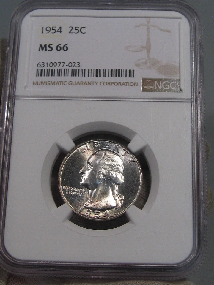 GEM BU 1954 Silver Washington Quarter NGC MS66. #1 - Image 1 of 4