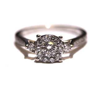 14k white gold .44ct round diamond Illusion engagement ring 2.8g size 7 - Picture 1 of 13