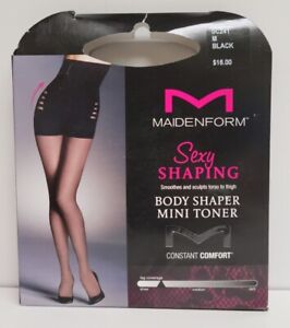 Maidenform Sexy Shaping Body Shaper Sheer Leg Black Pantyhose Size Medium New