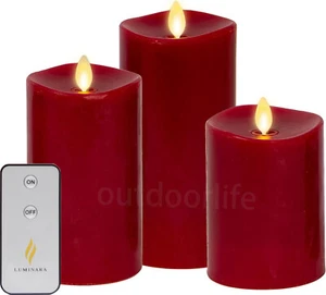 Luminara Flameless Pillar Candles Set of 3 Battery Operated Remote Wax for XMAS - Picture 1 of 6